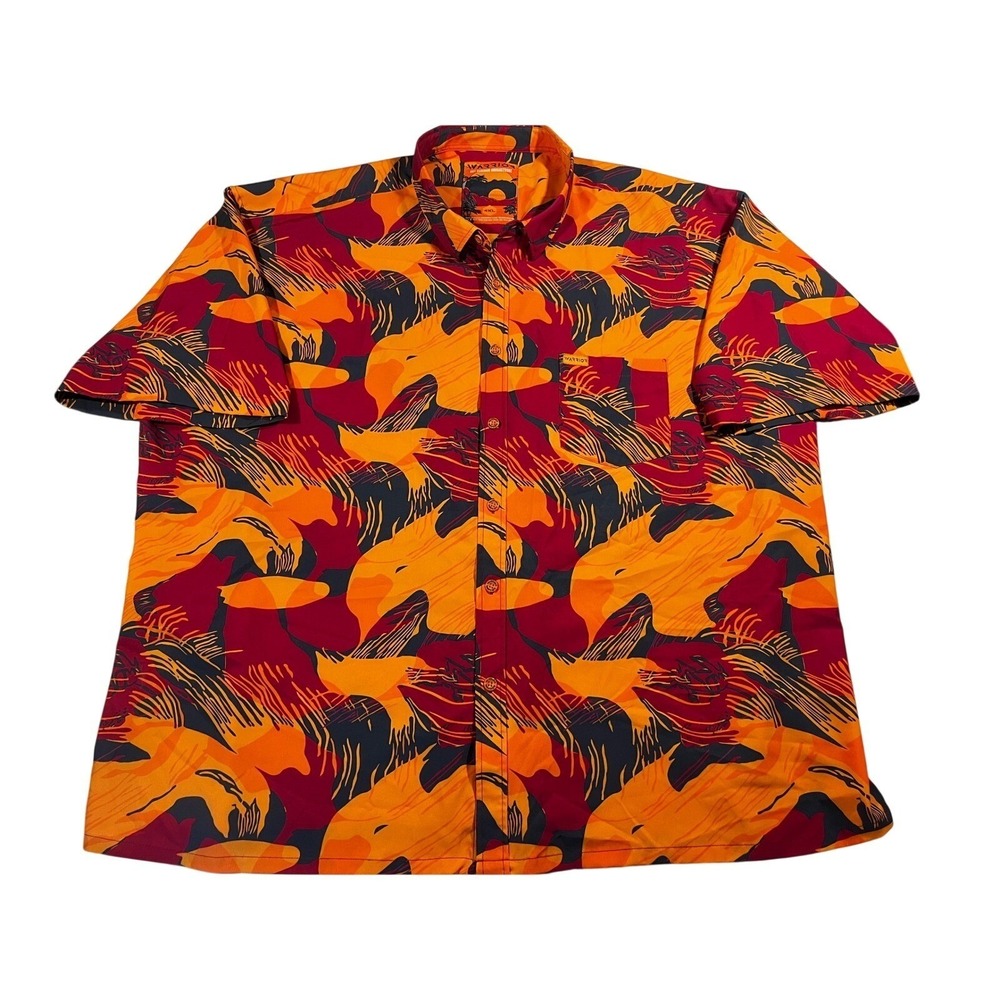 Warrior‎ Co Mens 4XL Hot Summer Brushstroke Camo Button Up Shirt Short Sleeve